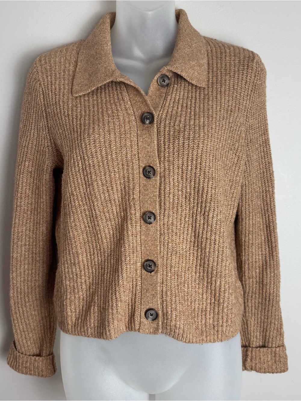 Old Navy Camel Color Ribbed Button-Up Sweater Cardigan Size XSP